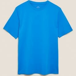 Cheapest 🧨 M&S Collection Men's T-shirts Pure Cotton Crew Neck T-Shirt 🎁 -Men's Holiday Clothes Sales SD 03 T28 5311M DM X EC 90