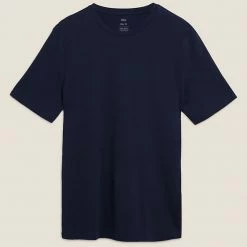 Cheapest 🧨 M&S Collection Men's T-shirts Pure Cotton Crew Neck T-Shirt 🎁 -Men's Holiday Clothes Sales SD 03 T28 5311M F3 X EC 90