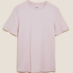 Cheapest 🧨 M&S Collection Men's T-shirts Pure Cotton Crew Neck T-Shirt 🎁 -Men's Holiday Clothes Sales SD 03 T28 5311M GW X EC 90