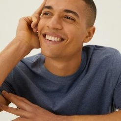 Cheapest 🧨 M&S Collection Men's T-shirts Pure Cotton Crew Neck T-Shirt 🎁 -Men's Holiday Clothes Sales SD 03 T28 5311M HP X EC 0