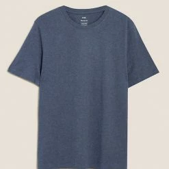 Cheapest 🧨 M&S Collection Men's T-shirts Pure Cotton Crew Neck T-Shirt 🎁 -Men's Holiday Clothes Sales SD 03 T28 5311M HP X EC 90