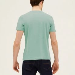 Cheapest 🧨 M&S Collection Men's T-shirts Pure Cotton Crew Neck T-Shirt 🎁 -Men's Holiday Clothes Sales SD 03 T28 5311M J1 X EC 2
