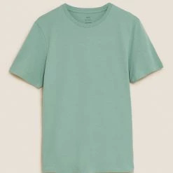 Cheapest 🧨 M&S Collection Men's T-shirts Pure Cotton Crew Neck T-Shirt 🎁 -Men's Holiday Clothes Sales SD 03 T28 5311M J1 X EC 90
