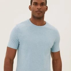 Cheapest 🧨 M&S Collection Men's T-shirts Pure Cotton Crew Neck T-Shirt 🎁 -Men's Holiday Clothes Sales SD 03 T28 5311M QE X EC 1