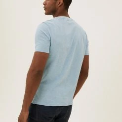 Cheapest 🧨 M&S Collection Men's T-shirts Pure Cotton Crew Neck T-Shirt 🎁 -Men's Holiday Clothes Sales SD 03 T28 5311M QE X EC 2