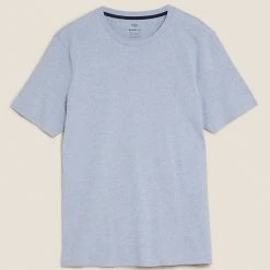 Cheapest 🧨 M&S Collection Men's T-shirts Pure Cotton Crew Neck T-Shirt 🎁 -Men's Holiday Clothes Sales SD 03 T28 5311M QE X EC 90