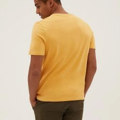 Cheapest 🧨 M&S Collection Men's T-shirts Pure Cotton Crew Neck T-Shirt 🎁 -Men's Holiday Clothes Sales SD 03 T28 5311M S3 X EC 2