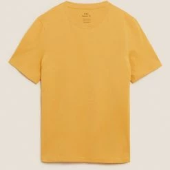 Cheapest 🧨 M&S Collection Men's T-shirts Pure Cotton Crew Neck T-Shirt 🎁 -Men's Holiday Clothes Sales SD 03 T28 5311M S3 X EC 90