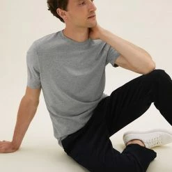 Cheapest 🧨 M&S Collection Men's T-shirts Pure Cotton Crew Neck T-Shirt 🎁 -Men's Holiday Clothes Sales SD 03 T28 5311M T0 X EC 0