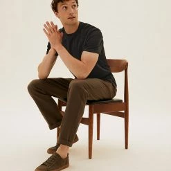 Cheapest 🧨 M&S Collection Men's T-shirts Pure Cotton Crew Neck T-Shirt 🎁 -Men's Holiday Clothes Sales SD 03 T28 5311M Y0 X EC 1