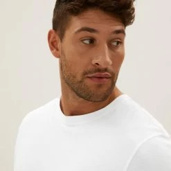 Cheapest 🧨 M&S Collection Men's T-shirts Pure Cotton Crew Neck T-Shirt 🎁 -Men's Holiday Clothes Sales SD 03 T28 5311M Z0 X EC 2