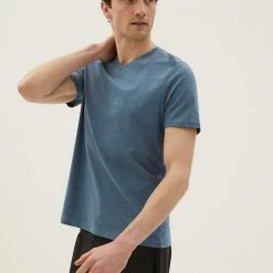 New 😀 M&S Collection Men's T-shirts Pure Cotton V-Neck T-Shirt 🛒 -Men's Holiday Clothes Sales SD 03 T28 5315M GJ X EC 2
