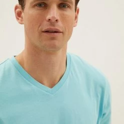 New 😀 M&S Collection Men's T-shirts Pure Cotton V-Neck T-Shirt 🛒 -Men's Holiday Clothes Sales SD 03 T28 5315M JC X EC 1