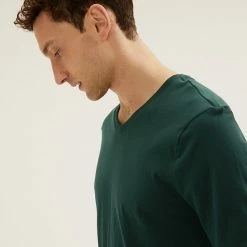 New 😀 M&S Collection Men's T-shirts Pure Cotton V-Neck T-Shirt 🛒 -Men's Holiday Clothes Sales SD 03 T28 5315M JE X EC 1