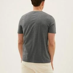 New 😀 M&S Collection Men's T-shirts Pure Cotton V-Neck T-Shirt 🛒 -Men's Holiday Clothes Sales SD 03 T28 5315M T1 X EC 2