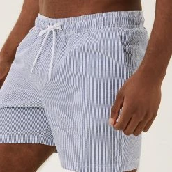 Promo 🛒 M&S Collection Men's Swimwear Quick Dry Seersucker Swim Shorts 🎉 -Men's Holiday Clothes Sales SD 03 T28 7924M E4 X EC 2