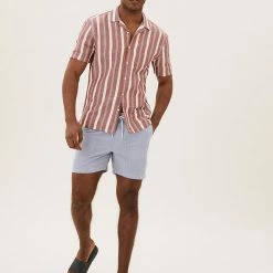 Promo 🛒 M&S Collection Men's Swimwear Quick Dry Seersucker Swim Shorts 🎉 -Men's Holiday Clothes Sales SD 03 T28 7924M E4 X EC 8