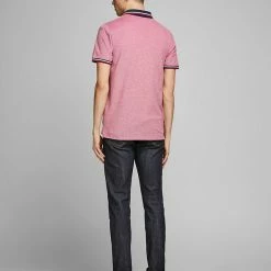 Discount ⭐ JACK & JONES Men's Polo 👕 Shirts Slim Fit Pure Cotton Tipped Polo 👕 Shirt 👏 -Men's Holiday Clothes Sales SD 08 T18 3000 B0 X EC 3