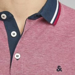 Discount ⭐ JACK & JONES Men's Polo 👕 Shirts Slim Fit Pure Cotton Tipped Polo 👕 Shirt 👏 -Men's Holiday Clothes Sales SD 08 T18 3000 B0 X EC 5