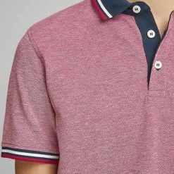 Discount ⭐ JACK & JONES Men's Polo 👕 Shirts Slim Fit Pure Cotton Tipped Polo 👕 Shirt 👏 -Men's Holiday Clothes Sales SD 08 T18 3000 B0 X EC 6