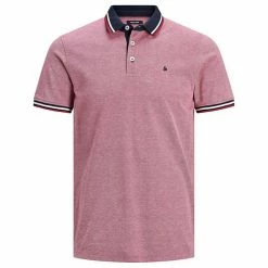 Discount ⭐ JACK & JONES Men's Polo 👕 Shirts Slim Fit Pure Cotton Tipped Polo 👕 Shirt 👏 -Men's Holiday Clothes Sales SD 08 T18 3000 B0 X EC 90