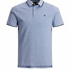 Discount ⭐ JACK & JONES Men's Polo 👕 Shirts Slim Fit Pure Cotton Tipped Polo 👕 Shirt 👏 -Men's Holiday Clothes Sales SD 08 T18 3000 CB X EC 90