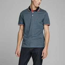Discount ⭐ JACK & JONES Men's Polo 👕 Shirts Slim Fit Pure Cotton Tipped Polo 👕 Shirt 👏