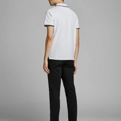 Discount ⭐ JACK & JONES Men's Polo 👕 Shirts Slim Fit Pure Cotton Tipped Polo 👕 Shirt 👏 -Men's Holiday Clothes Sales SD 08 T18 3000 Z0 X EC 2