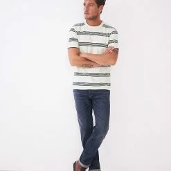 Flash Sale 🔥 White Stuff Men's T-shirts Pure Cotton Striped Crew Neck T-Shirt 🤩