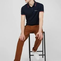 Budget 😀 Ben Sherman Men's Polo 👚 Shirts Pure Cotton Pique Tipped Polo 👚 Shirt ❤️ -Men's Holiday Clothes Sales SD 10 T19 5601 F4 X EC 1