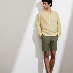 Cheap 🎁 JAEGER Casual 👕 Shirts Luxury Pure Linen Overhead 👕 Shirt ✔️ -Men's Holiday Clothes Sales SD 10 T62 1209C GA X EC 8