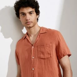 Promo 🧨 JAEGER Casual 👕 Shirts Luxury Pure Linen Revere 👕 Shirt 🛒 -Men's Holiday Clothes Sales SD 10 T62 1210C CJ X EC 2