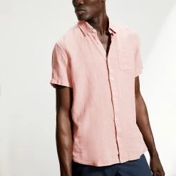 Wholesale 😍 JAEGER Casual 👕 Shirts Luxury Pure Linen Short Sleeve 👕 Shirt 🎁 -Men's Holiday Clothes Sales SD 10 T62 1215C Q2 X EC 0