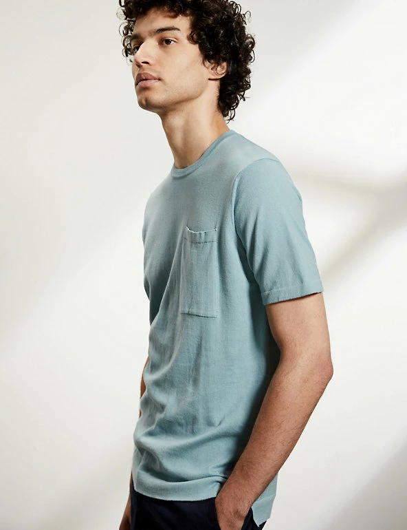 Discount ๐ JAEGER Men's T-shirts Pure Cotton Knitted T-Shirt ๐ 3 Discount ๐ JAEGER Men's T-shirts Pure Cotton Knitted T-Shirt ๐ - Image 3