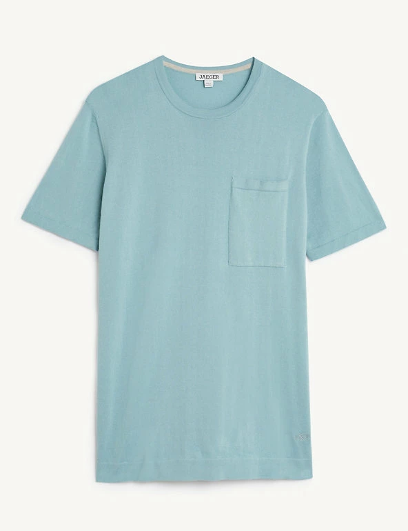 Discount ๐ JAEGER Men's T-shirts Pure Cotton Knitted T-Shirt ๐ 2 Discount ๐ JAEGER Men's T-shirts Pure Cotton Knitted T-Shirt ๐ - Image 2