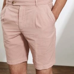 Cheap ✨ JAEGER Men's Shorts Linen And Cotton Single Pleat Shorts 💯 -Men's Holiday Clothes Sales SD 10 T62 2608C Q2 X EC 2
